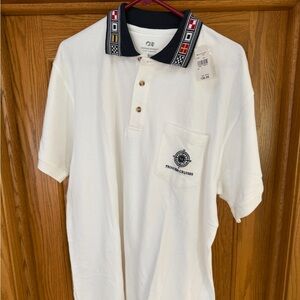 New Princess Cruises Polo Mens Nautical Theme Golf Shirt Large White Navy NWT